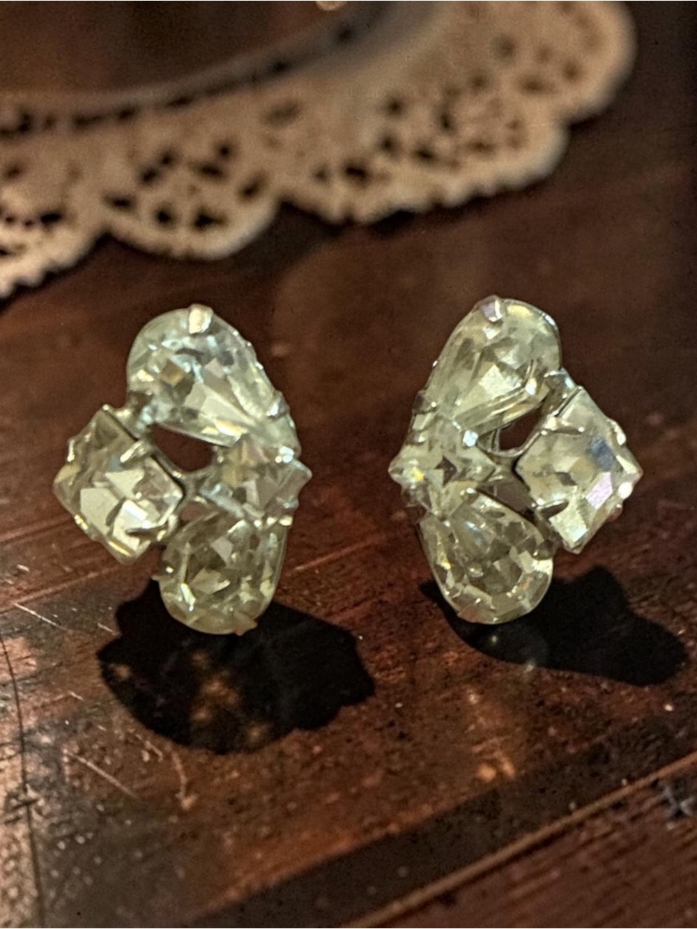 Clear Rhinestone Cluster Stud Earrings